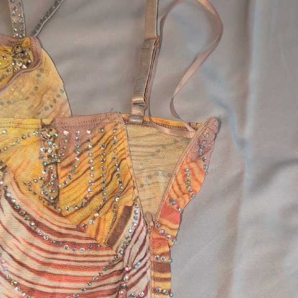 Colorful Beaded Dress with Spaghetti Straps - Picture 3 of 4